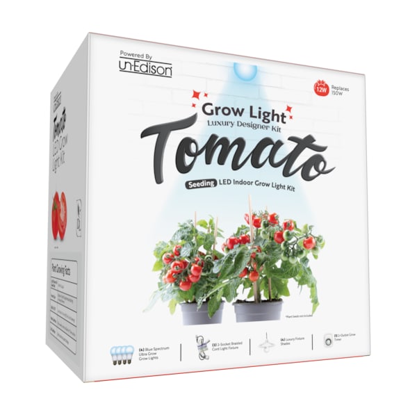 Miracle Led 2-Socket Tomato Grow Light Kit- Blue Spec. 12W Replace 150W Grow Bulbs, White Shades, Timer, 2PK 802054 - main